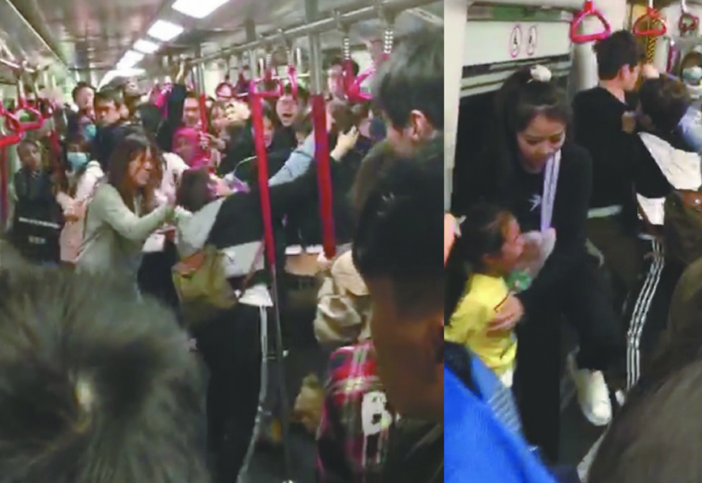 Brawl breaks out on MTR train after young girl accidentally stepped on ...