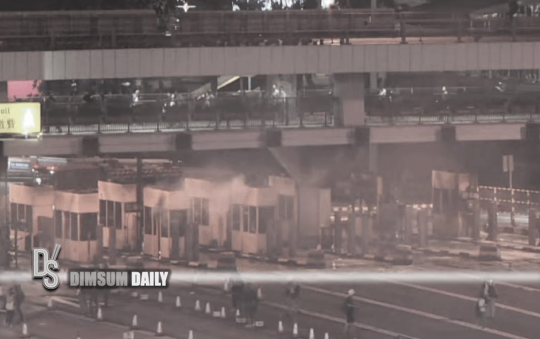 Petrol bombs hurled at Toll Plaza at Cross Harbour Tunnel, truck set on