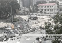 Rioters engage in confrontation with police again outside HK Polytechnic University, blue dye water cannon fired into campus