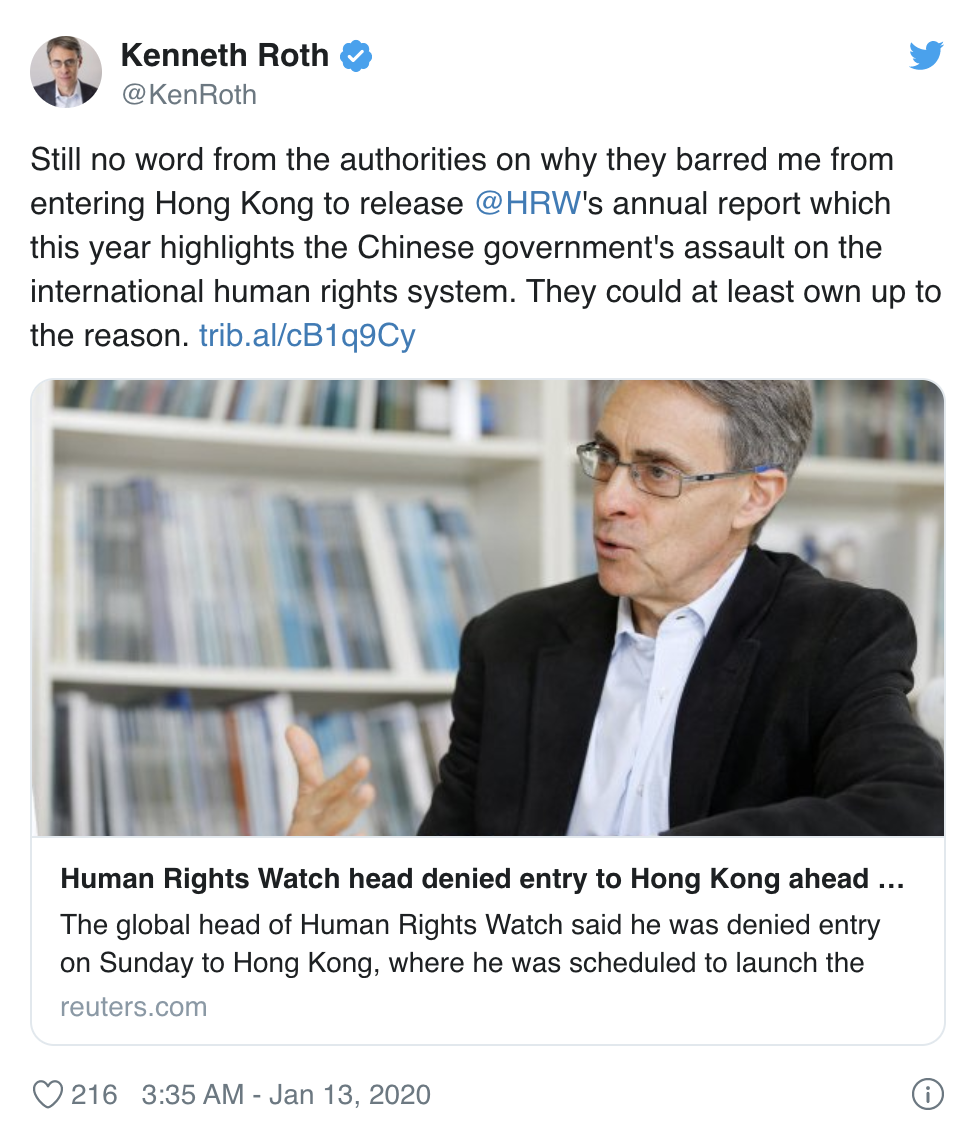 Kenneth Roth, the executive director of Human Rights Watch based in New ...