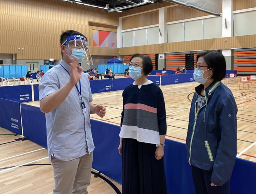 Secretary for Food and Health and Director of Health visit temporary testing centre in Wan Chai