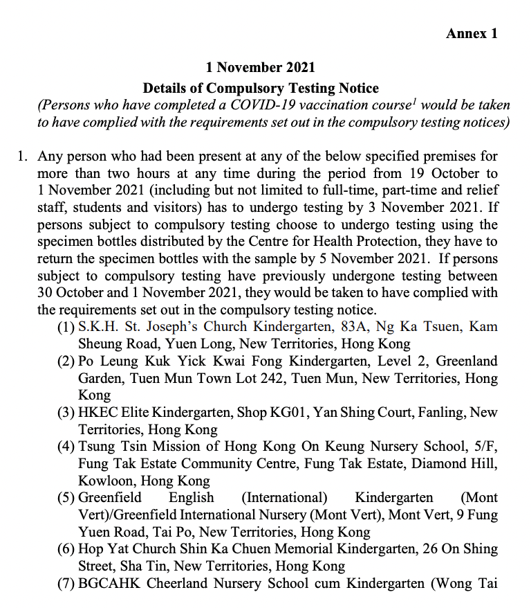 Compulsory Test Example Persons present at 10 specified premises to undergo compulsory virus ...