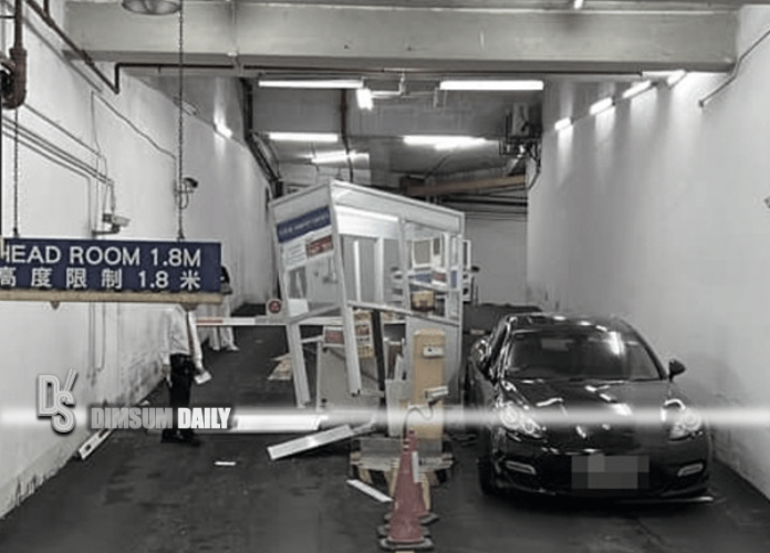 Porsche car crashes into parking payment booth at Railway Plaza carpark