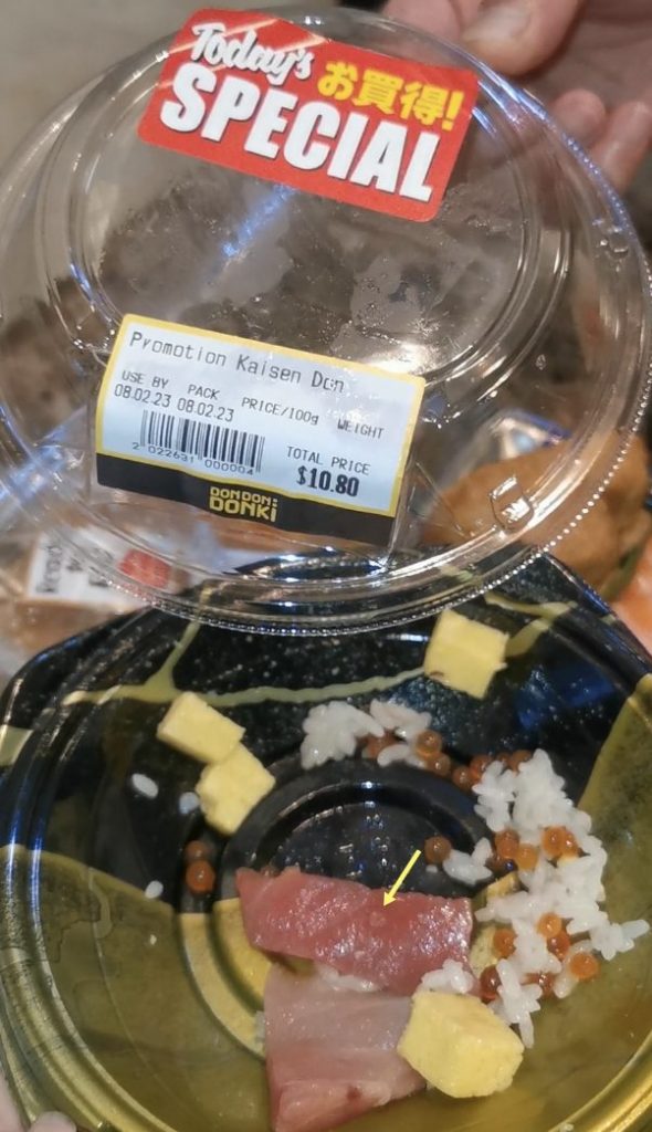 Woman in Singapore finds parasitic worm in sashimi rice bowl from Don