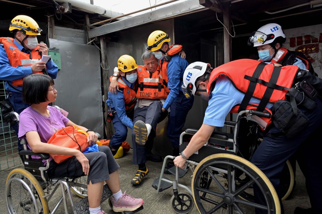 Emergency response drill for flooding conducted in Tai O by multiple