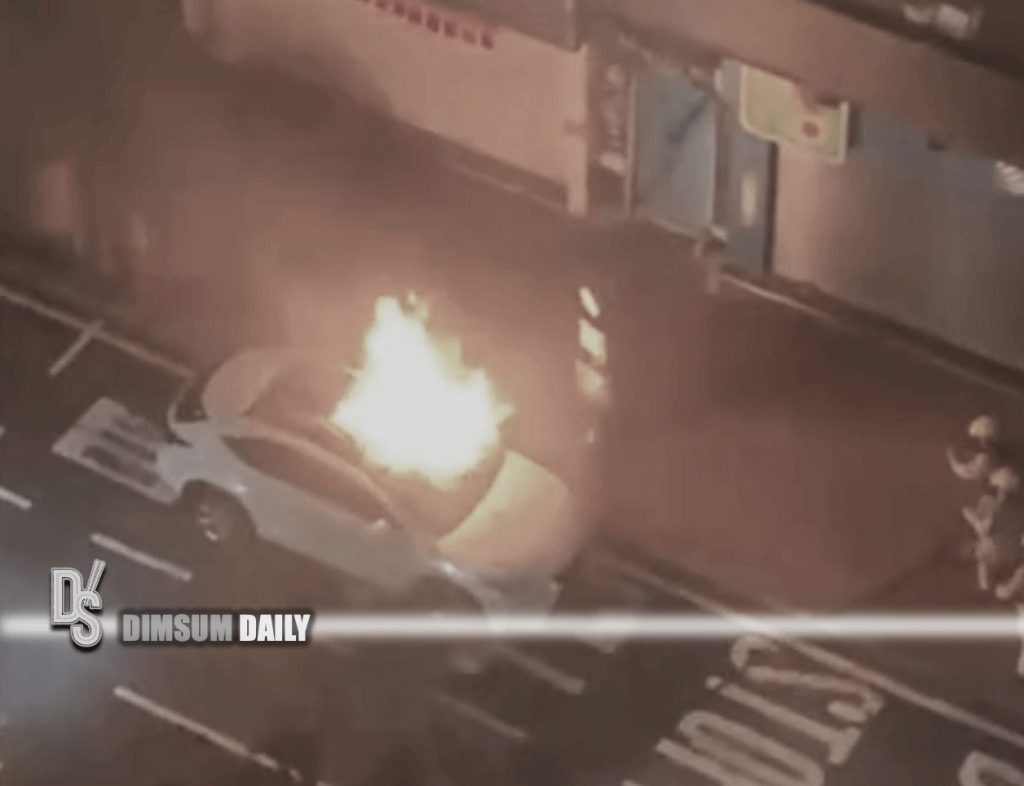 Car bursts into flames in Yuen Long, driver escapes unhurt - Dimsum Daily