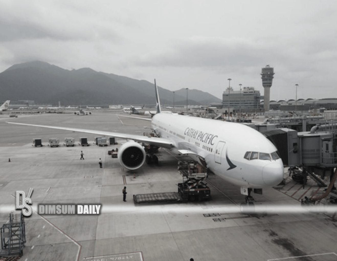 Cathay Pacific's replacement flight carrying 283 passengers takes off at 10.12am today after
