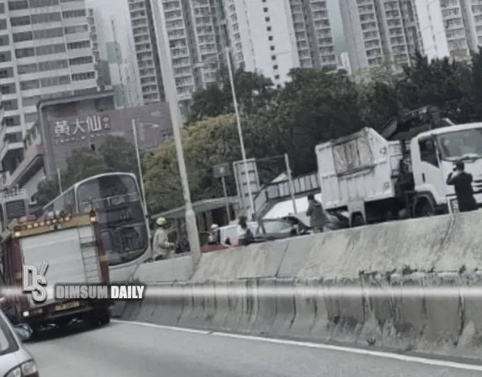 Threevehicle collision on Lung Cheung Road causes partial lane closure