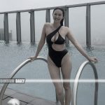 Former Hong Kong actress Xenia Chong sets a new peak of sensuality in a one-piece swimsuit