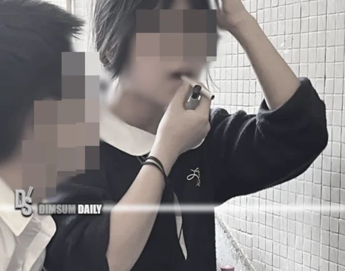 Female student smoking-11221