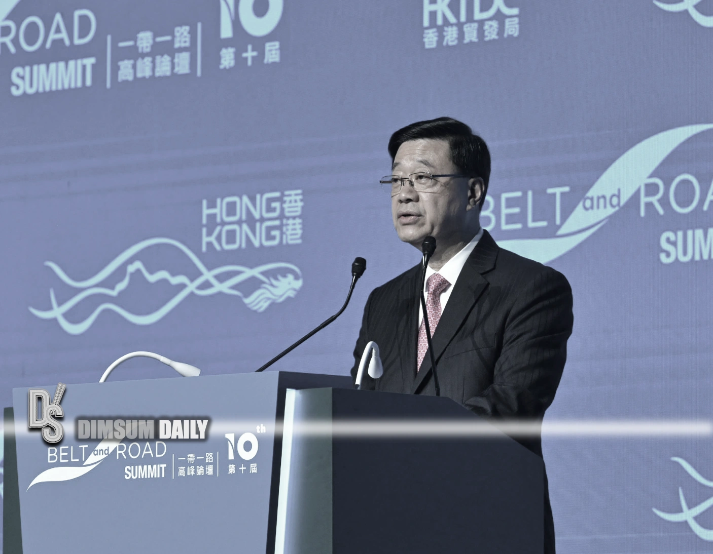 Chief Executive John Lee addresses the 10th Belt and Road Summit