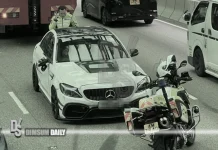 Mercedes and lorry collide on Tuen Mun Road at rush hour