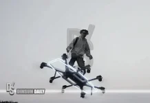 Self-taught Hubei inventor takes flight on homemade Green Goblin‑style hoverboard
