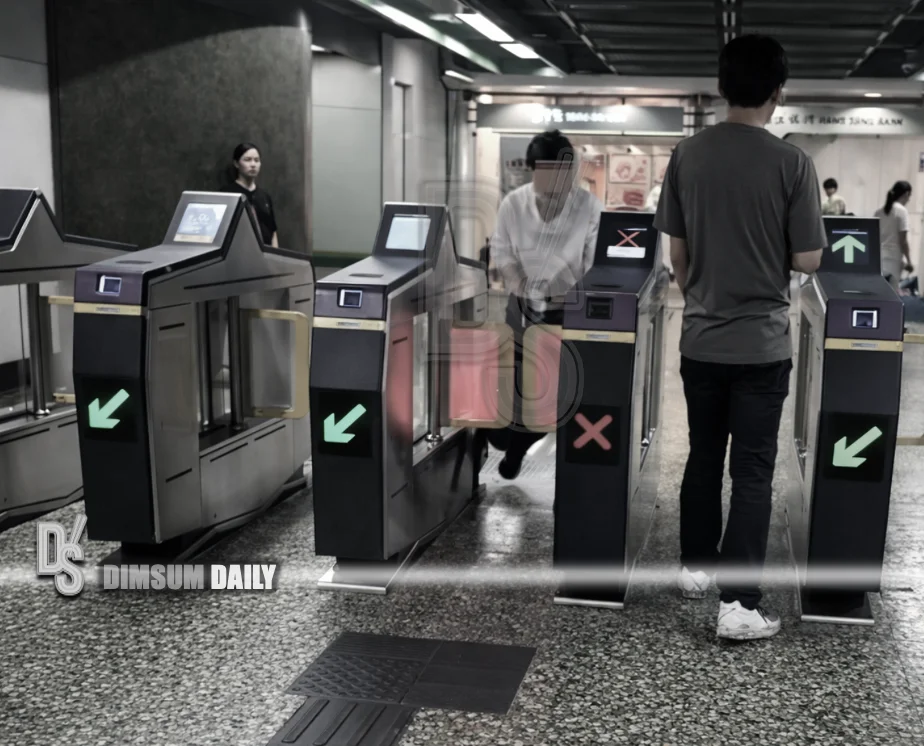 Hill Drawing Tutorial White-shirted man crawls under barrier at MTR Fortress Hill Station